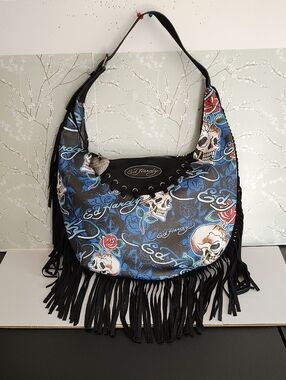 Ed Hardy Fringed Shoulder Bag